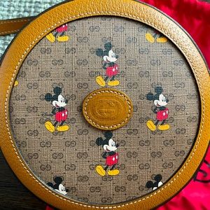 Gucci x Disney Mini Vintage GG Supreme Monogram Mickey Mouse Round Shoulder Bag